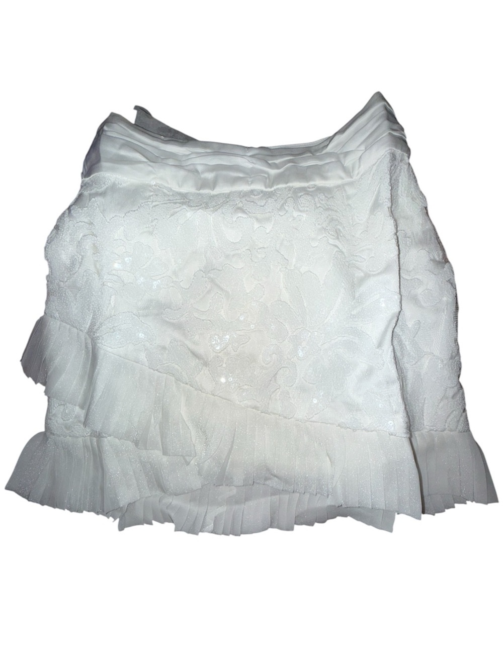 Naked wardrobe floral sequin pleated ruffle skirt small